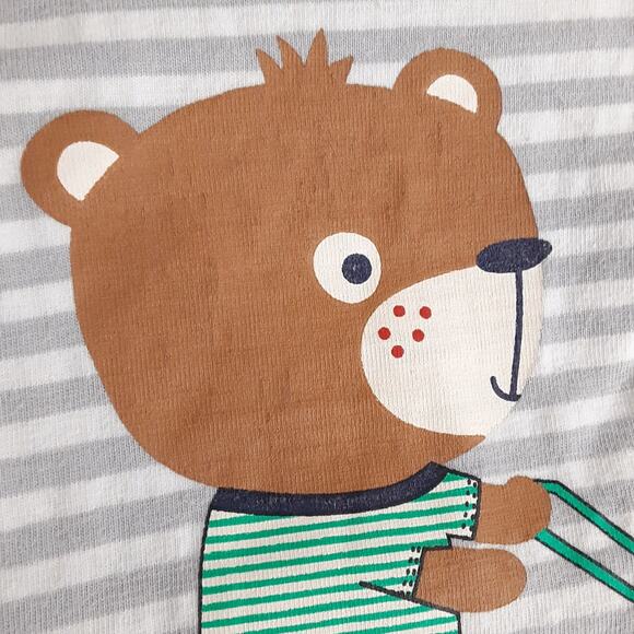 Lilly + Sid Pumpkin Patch Teddy Bear Long Sleeve Shirt Gray Stripe Baby 18-24mo - Picture 4 of 6